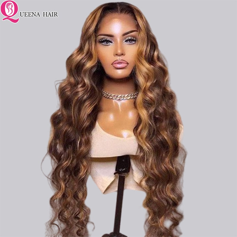 Queena Body Wave Lace Front Wig Brazilian Ombre Colored Human Hair Wigs - your-beauty-matters