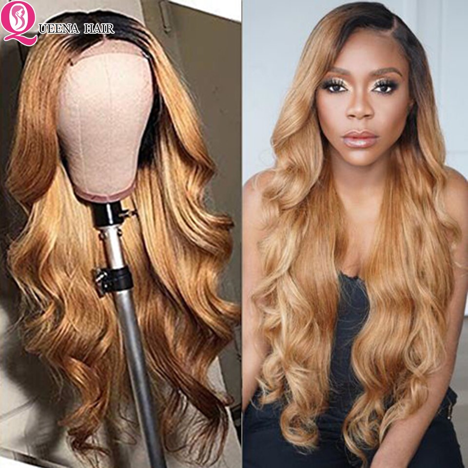 Queena Ombre Human Hair Wig Body Wave Lace Front Wig 1 - your-beauty-matters