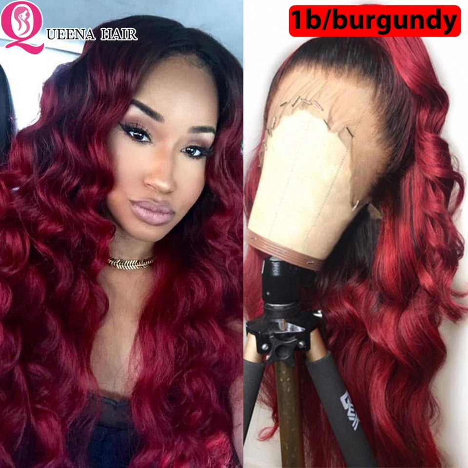 Queena Body Wave Lace Front Wig Brazilian Ombre Colored Human Hair Wigs - your-beauty-matters