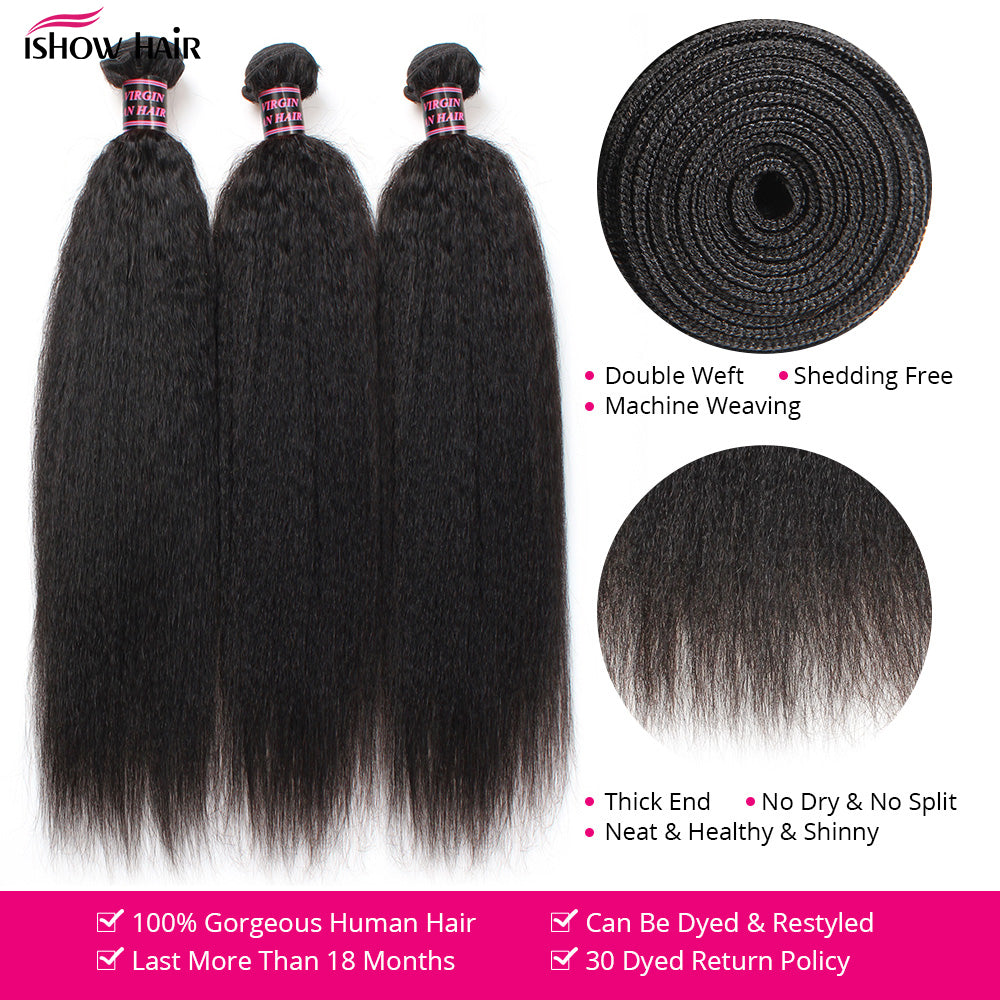 Ishow Brazilian Kinky Straight Hair Bundles Yaki Straight Hair Bundles - your-beauty-matters