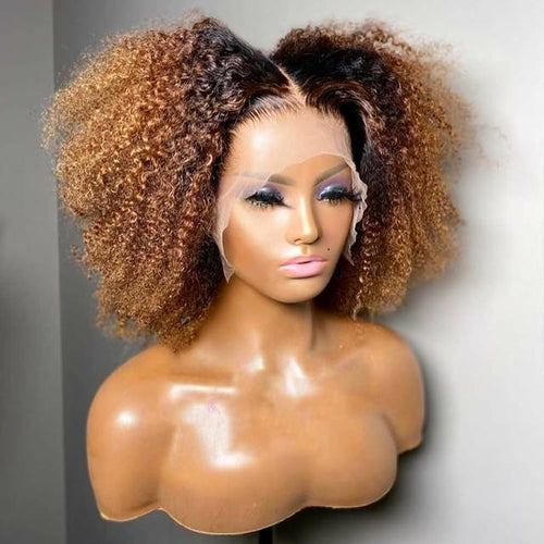 Jerry Curly 4x4 Lace Closure Wig 1b30 Honey Blonde Short Bob Frontal - your-beauty-matters