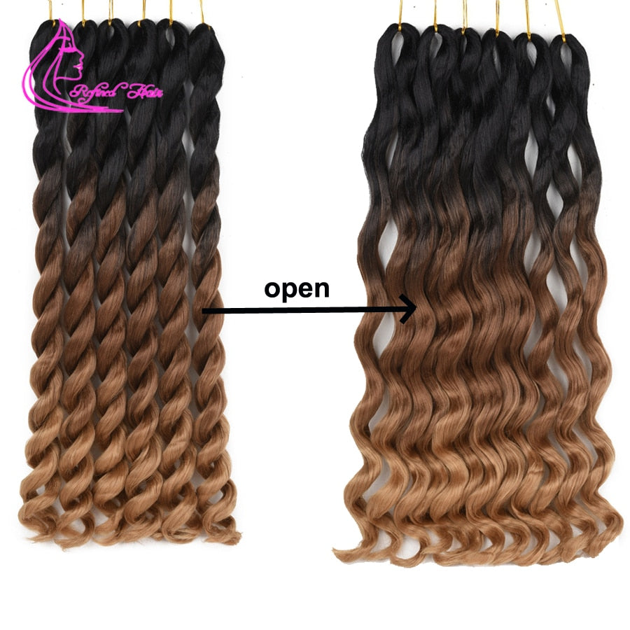 Loose Wave Synthetic Crochet Braid Hair 24 26inch Long Ombre Spiral Curls