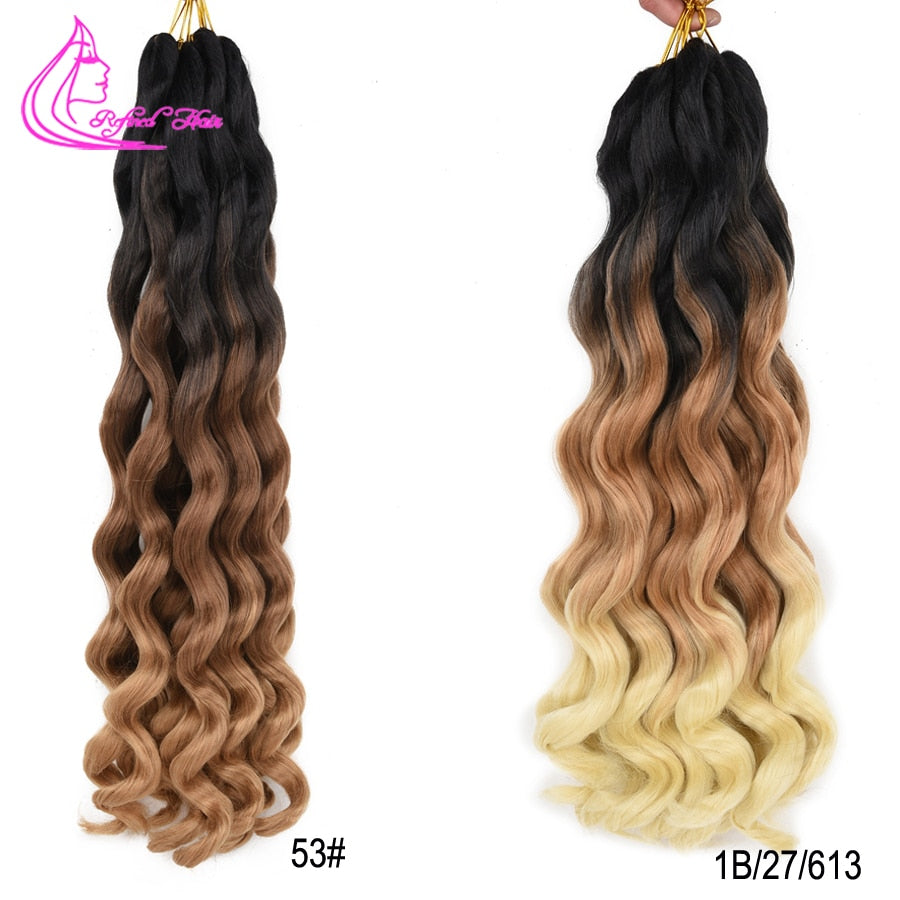 Loose Wave Synthetic Crochet Braid Hair 24 26inch Long Ombre Spiral Curls