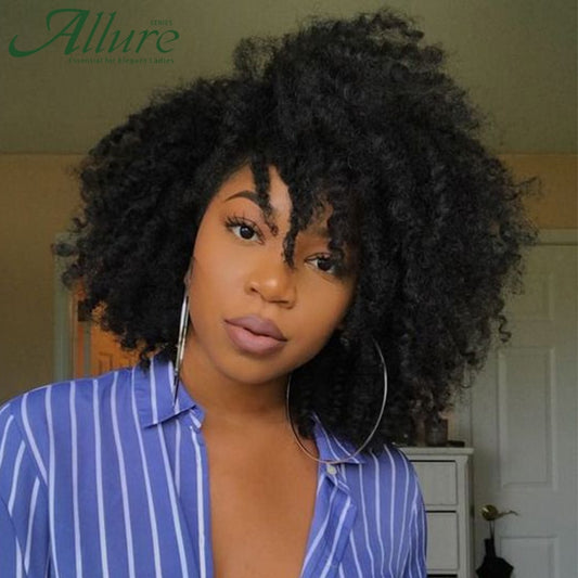 Natural Afro Kinky Curly Lace Front Human Hair Wig - Short Curly Brazilian Human Women Hair - Natural Color2