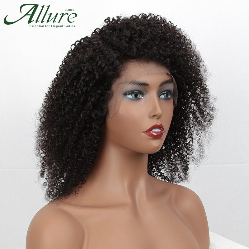 Natural Afro Kinky Curly Lace Front Human Hair Wig - Short Curly Brazilian Human Women Hair - Natural Color2
