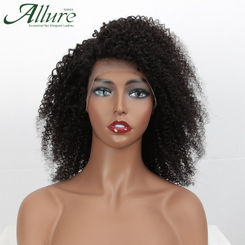 Natural Afro Kinky Curly Lace Front Human Hair Wig - Short Curly Brazilian Human Women Hair - Natural Color2