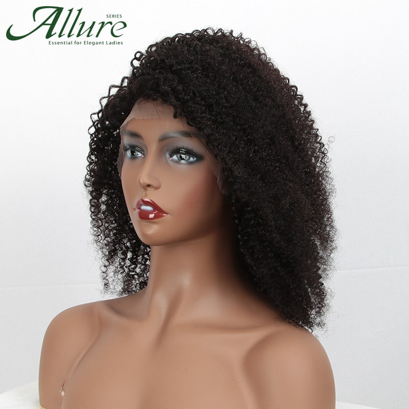 Natural Afro Kinky Curly Lace Front Human Hair Wig - Short Curly Brazilian Human Women Hair - Natural Color2