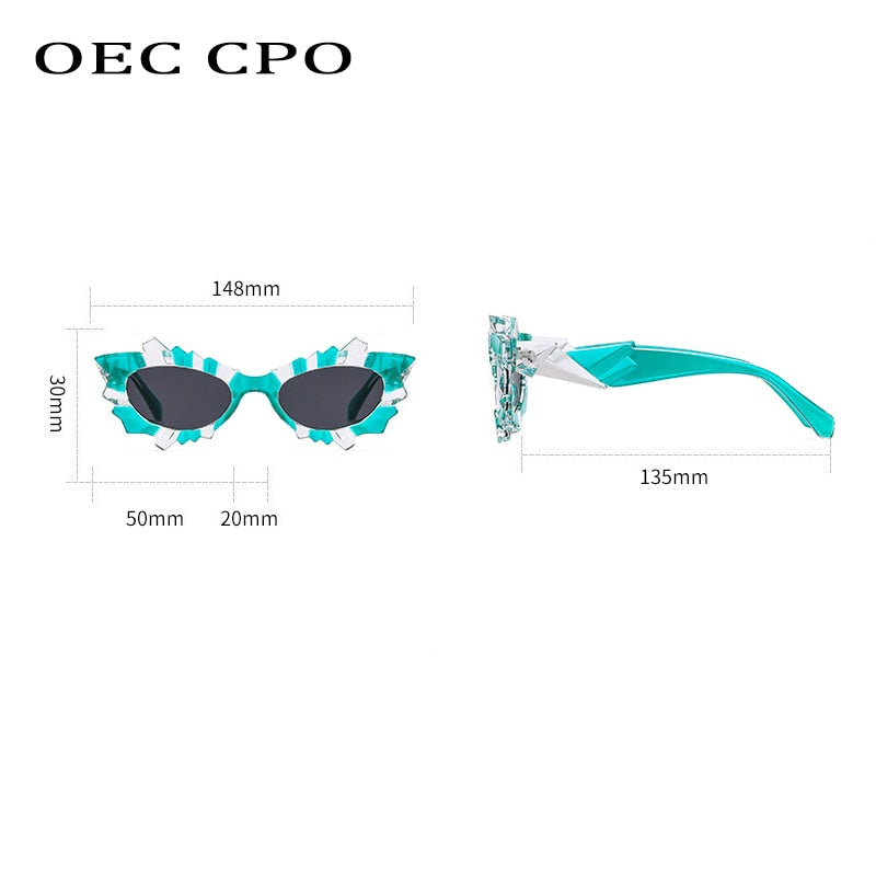 OEC CPO Irregular Steampunk Cat Eye Sunglasses