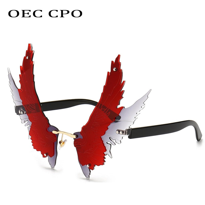 Oec Cpo Unique Winged Rimless Sunglasses