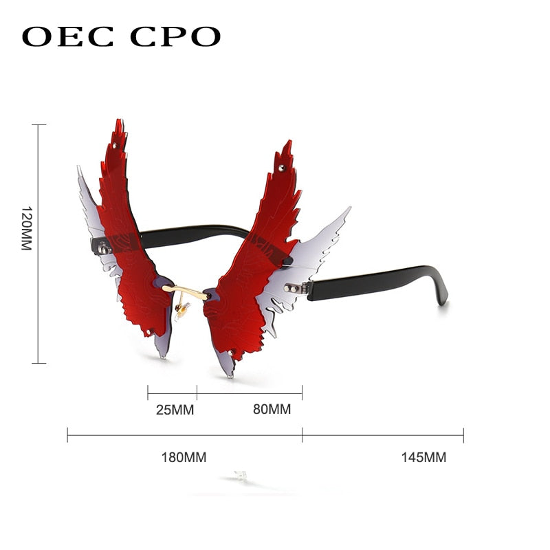 Oec Cpo Unique Winged Rimless Sunglasses