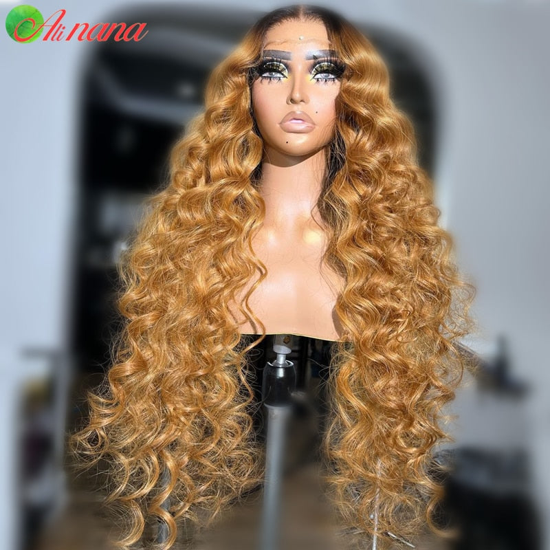 Ombre Honey Blonde Lace Frontal Remy Human Hair Wigs