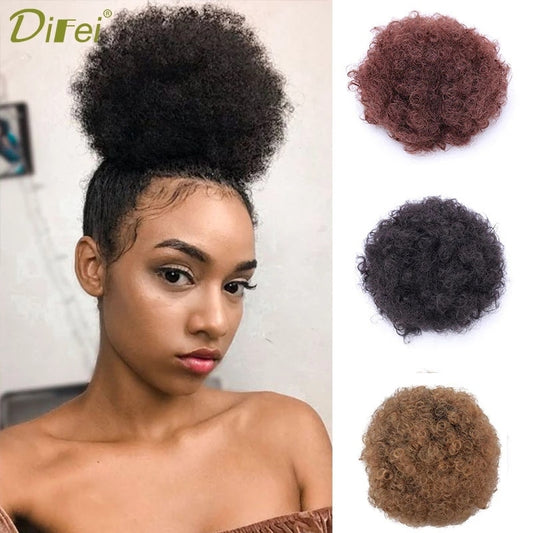DIFEI Synthetic Puff Afro Curly chignon Short Afro Kinky Pony Tail