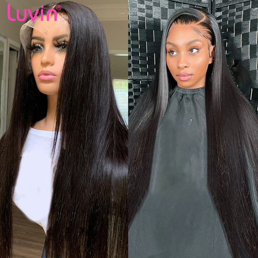 Luvin 30 32 Inch HD Transparent Straight 13x6 Lace Front Human Hair Wigs 200% Remy Brazilian 13x4 Frontal Wig For Black Women - your-beauty-matters