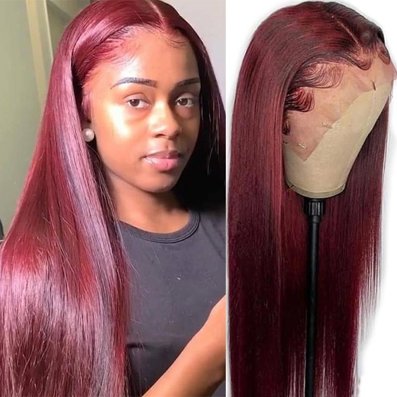 Pinshair Hot Red Straight 13x4/13x1 Lace Front Wig Brazilian - your-beauty-matters