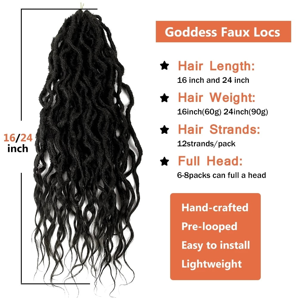 Sambraid Synthetic Faux Soft Locs Braids - Goddess Crochet Hair with Curly Ends