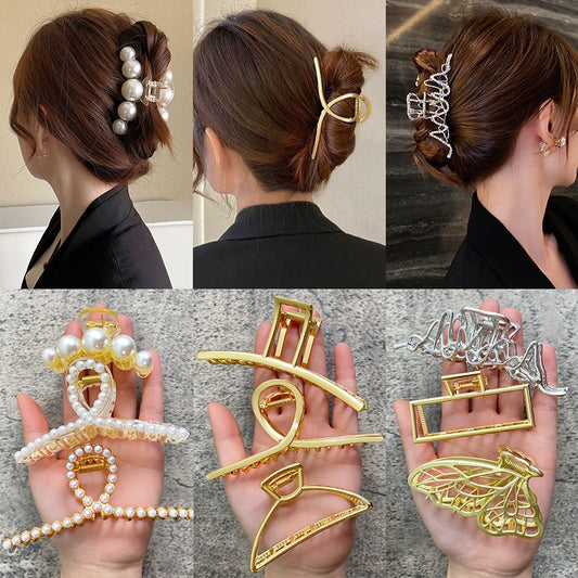 Pearl Hair Claw Set Clip for Women Gold Color Hairpins - your-beauty-matters