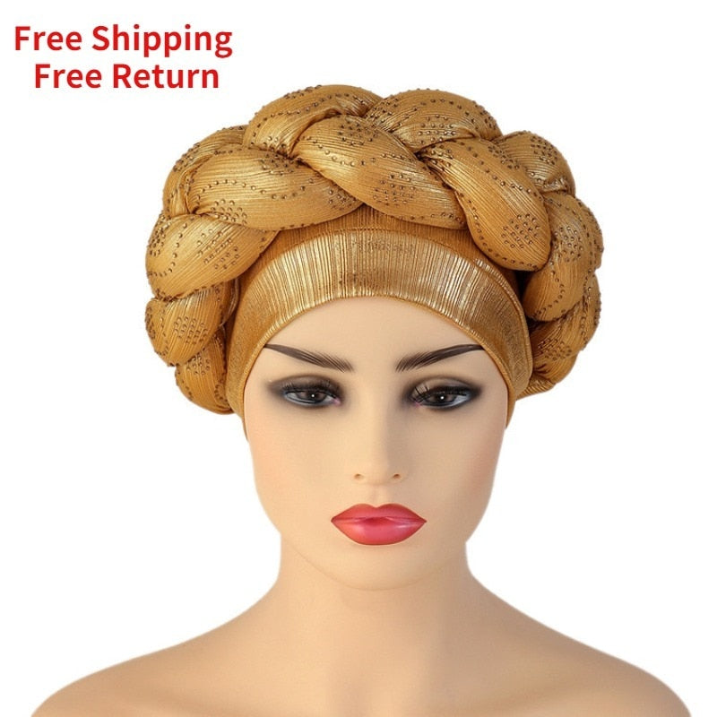 African Pattern Headwrap Pre-Tied Bonnets Turban Knot - your-beauty-matters