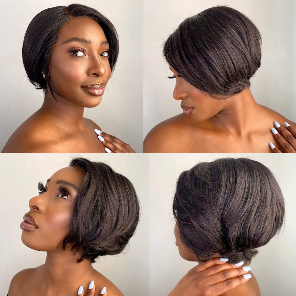 Short Straight Bob Wig Human Hair Wigs Transparent Lace Wig - your-beauty-matters