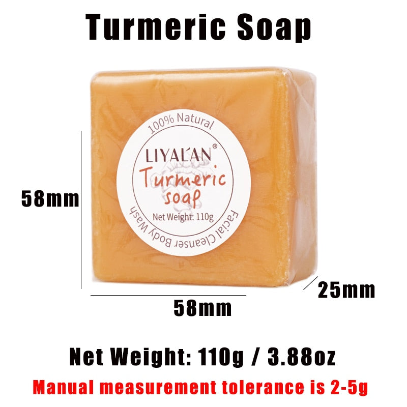Turmeric Soap Face Cleansing Anti Acne Skin Brighten Remove Pimples Dark Spot Lightening Handmade Ginger Essential Oil Body Bath - Soap