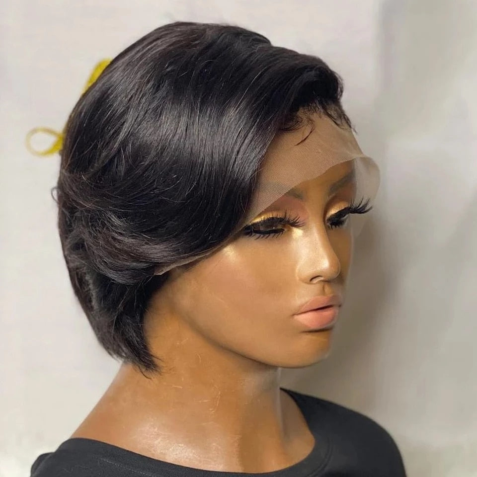 RosaBeauty Human Hair Wigs Short Straight Bob Lace front Wig - your-beauty-matters