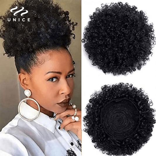 Unice Hair Afro Puff Drawstring Ponytail Kinky Curly Afro Bun Extension