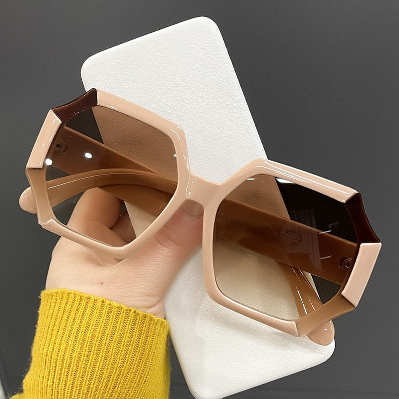 Unique Polygonal Square Gradient Vintage Sunglasses