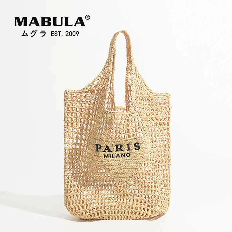 MABULA Luxury Plaited Raffia Straw Shoulder Bag