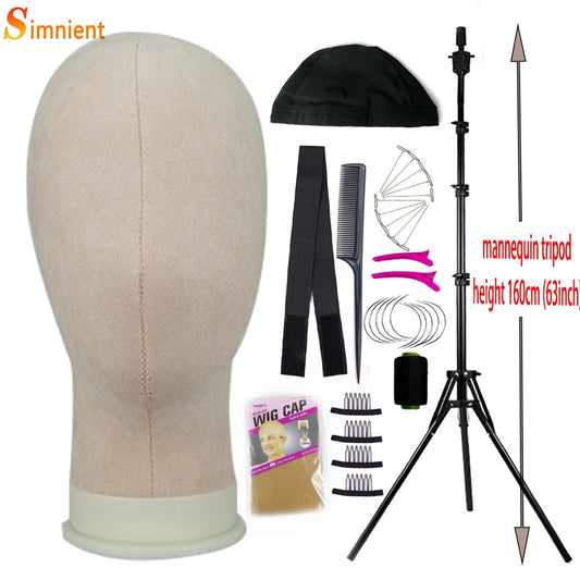 Mannequin Head Wig Stand Canvas Block Head With Adjustable Mannequin Head Tripod For Wigs Making