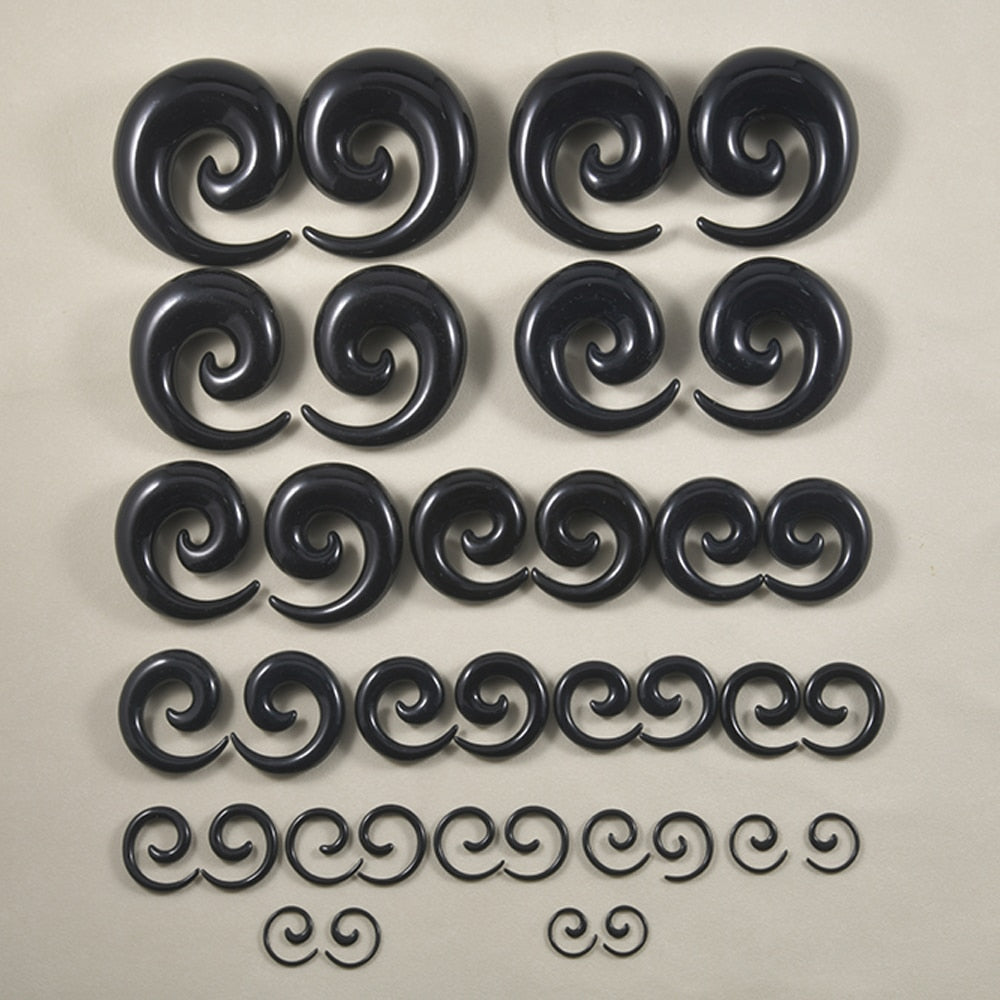 Acrylic Black Ear Spiral Expander Ear Plugs