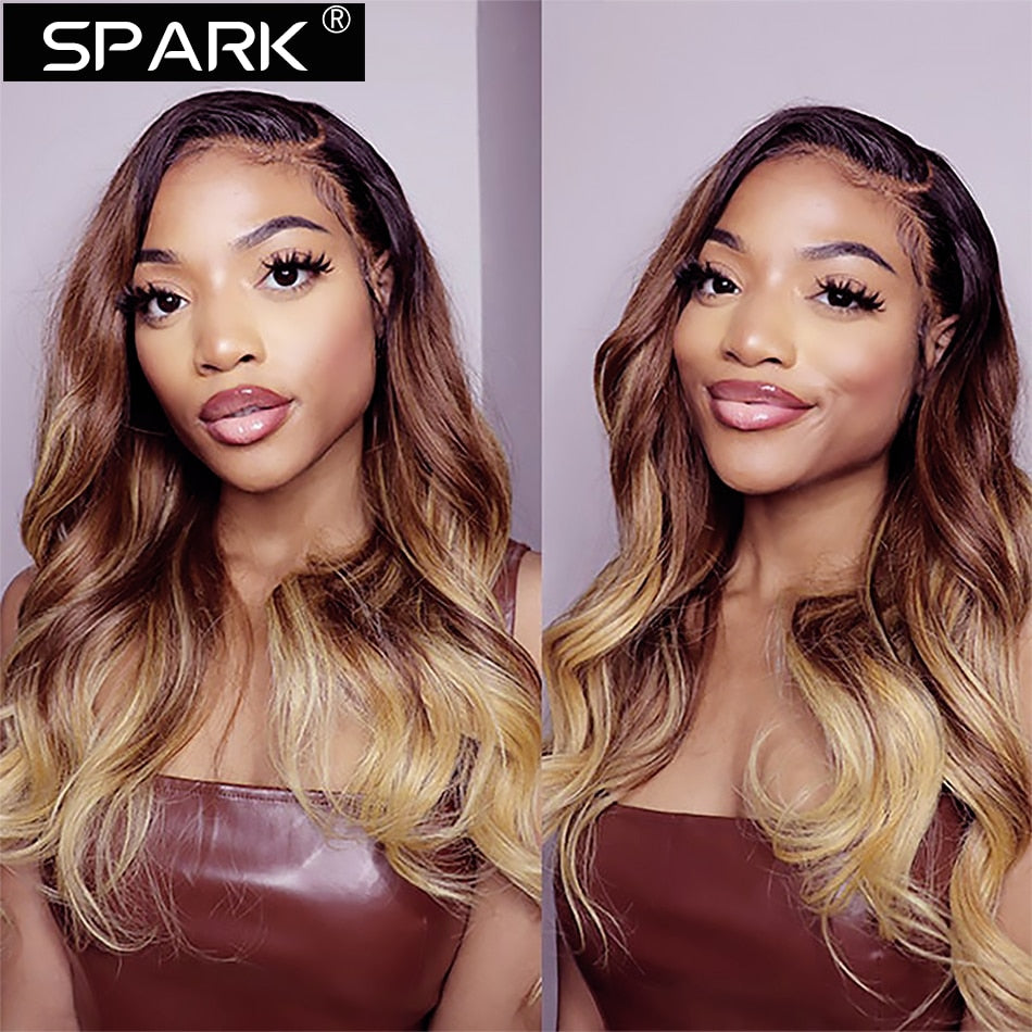 Spark 3 Ombre Brazilian Hair | Spark Brazilian Hair Full | 27 Closure Human Hair Wig - Lace Wigs
