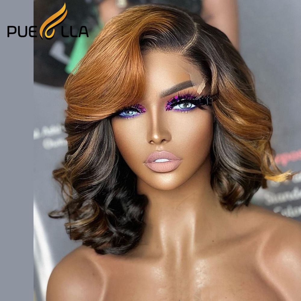 Short Human Hair Lace Front Wig Glueless - Loose Wave Pre-Plucked  Wigs