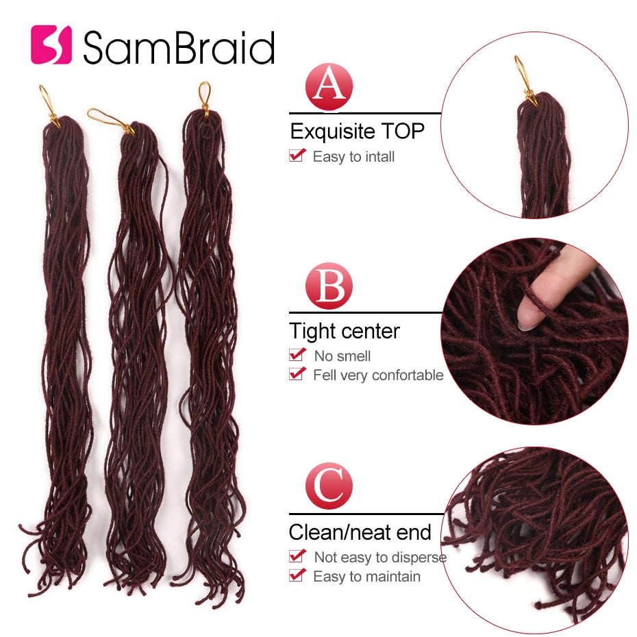 Sambraid Faux Curly Locs Crochet Hair 18 Inch Crochet Braid Synthetic Braiding Hair Extensions