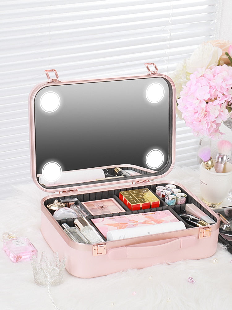 Portable Makeup Case Led Lighted Mirror | Cosmetic Case Lights Mirror - 2023
