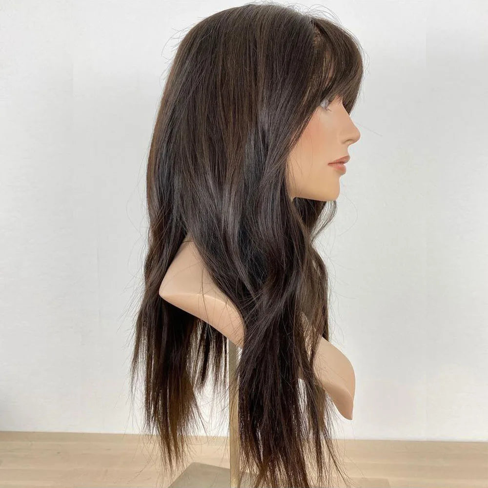 Jewish Wig Lace Front Human Hair Wigs With Bangs European Virgin Hair