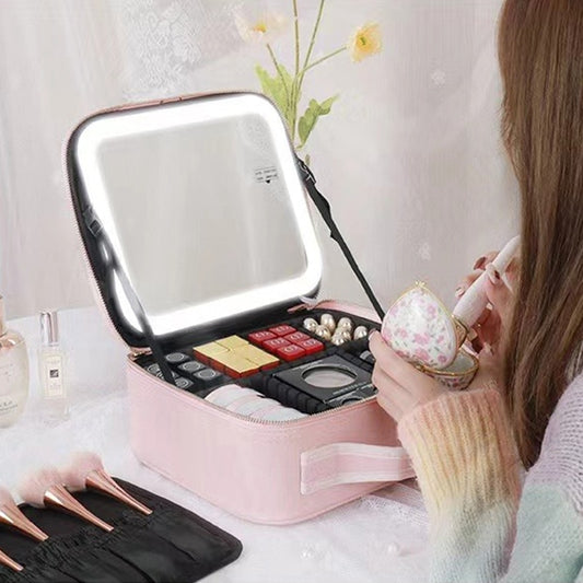 Portable Makeup Case Led Lighted Mirror | Cosmetic Case Lights Mirror