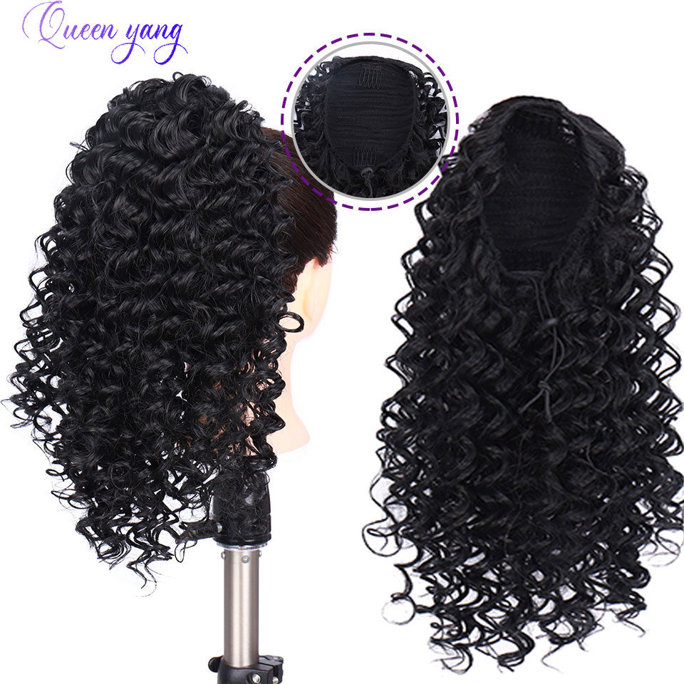 Queenyang Clip In Synthetic Short Curly Ponytail - Drawstring Ponytails Hairpiece Pony Tail