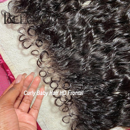Kinky Edge Hairline Skin-like 13x6 HD Lace Frontal Human Hair - Pre plucked Curly Baby Hair