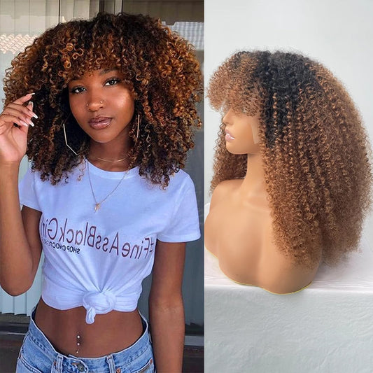 DreamDiana 100% Malaysian Hair Bob Curly Lace Frontal Wigs With Bangs 200 Density 10A Human Hair Kinky Curly