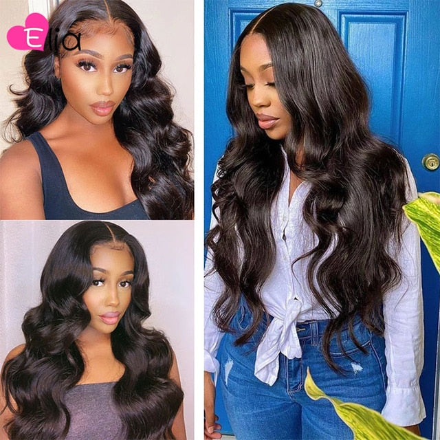 Elia 13x4 Body Wave Highlight Brown Human Hair Lace  Wigs