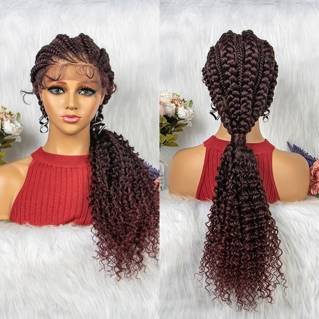 Lace Frontal Synthetic Braided Wigs Lace Front Braided Ponytail Wig