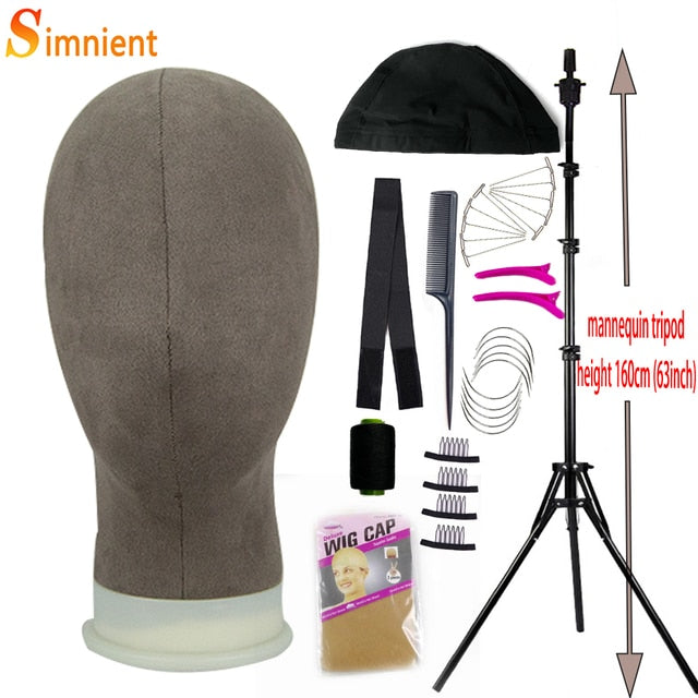 Mannequin Head Wig Stand Canvas Block Head With Adjustable Mannequin Head Tripod For Wigs Making