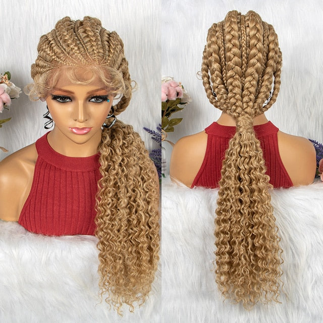 Lace Frontal Synthetic Braided Wigs Lace Front Braided Ponytail Wig