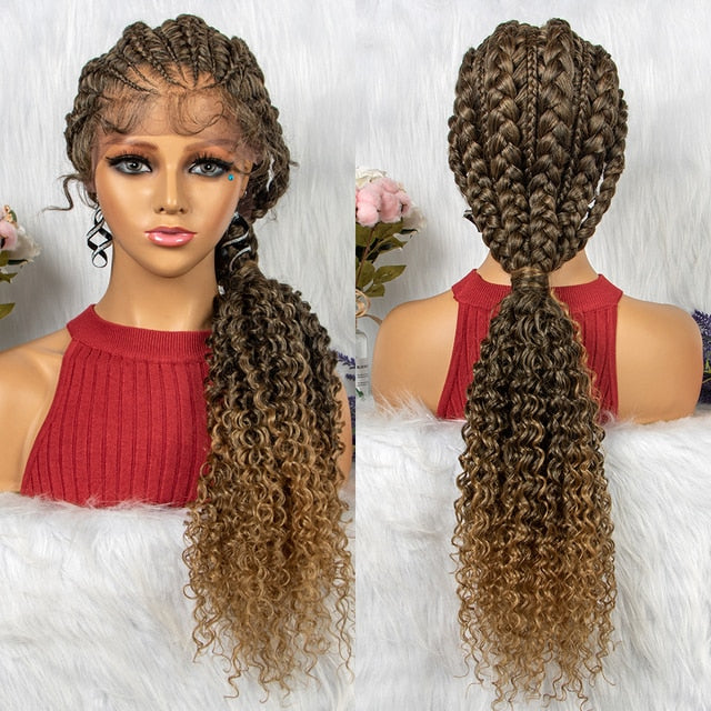 Lace Frontal Synthetic Braided Wigs Lace Front Braided Ponytail Wig