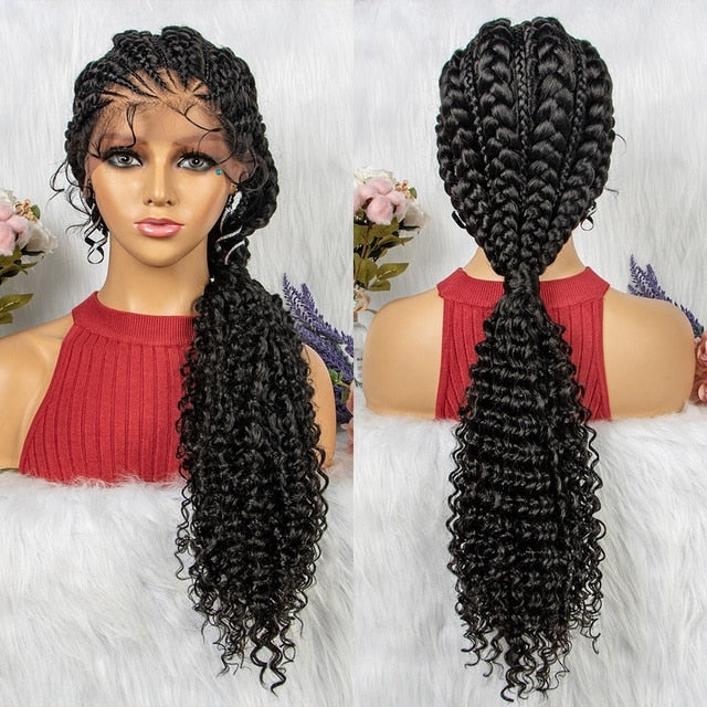 Lace Frontal Synthetic Braided Wigs Lace Front Braided Ponytail Wig