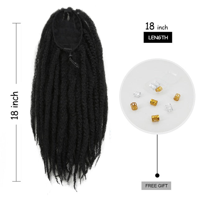 Synthetic Afro Puff Kinky Curly Drawstring Ponytail Crochet Marley Braids Twist Hairpiece Clip in Hair Extensions| |