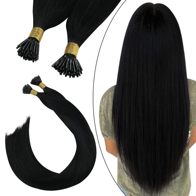 Ugeat I Tip Hair Extensions Pre Bonded Hair Remy Fusion Hair 14 24 Inch 40g/80g Straight Stick Tip Human Hair|I Tip|