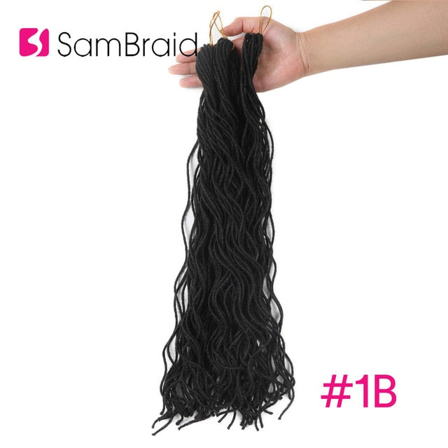 Sambraid Faux Curly Locs Crochet Hair 18 Inch Crochet Braid Synthetic Braiding Hair Extensions