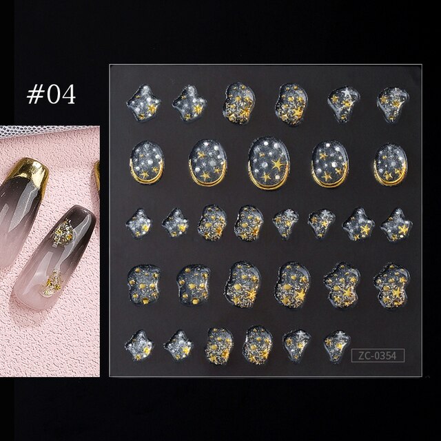 5D Holographic Gold and Silver Nail Stickers --Nail Designs