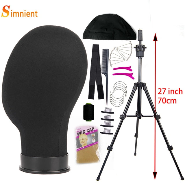 Mannequin Head Wig Stand Canvas Block Head With Adjustable Mannequin Head Tripod For Wigs Making