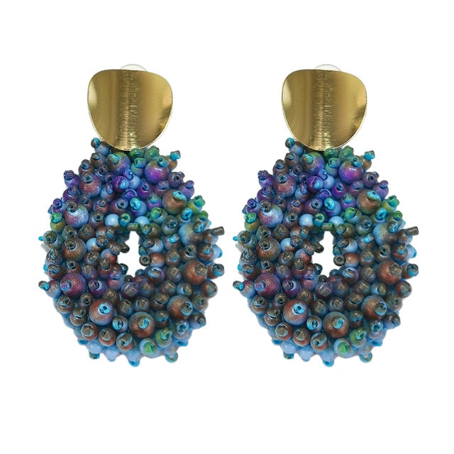 MANILAI Spray Paint Resin Beads Earrings Handmade Oval Big Drop Earrings